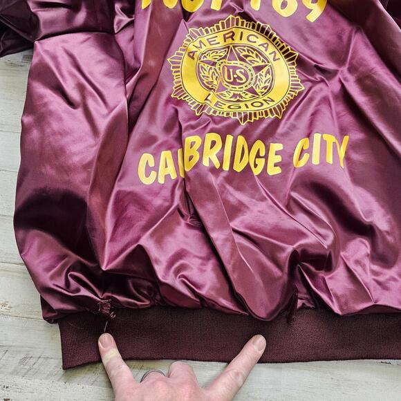 Vintage WESTARK Satin Bomber Jacket Lined American Legion Post Cambridge City LG - Picture 10 of 10